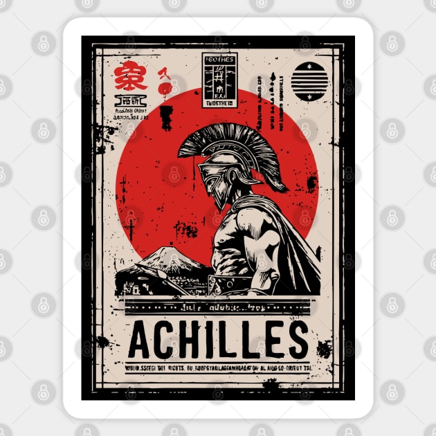 Achilles Warrior Greek Mythology Vintage Poster Sticker by TuncGK